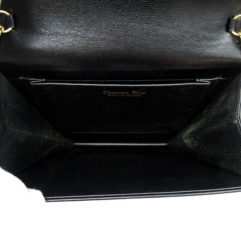 Dior Vintage Logo Shoulder Bag Leather Black — view 7
