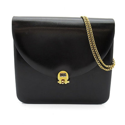 Dior Vintage Logo Shoulder Bag Leather Black