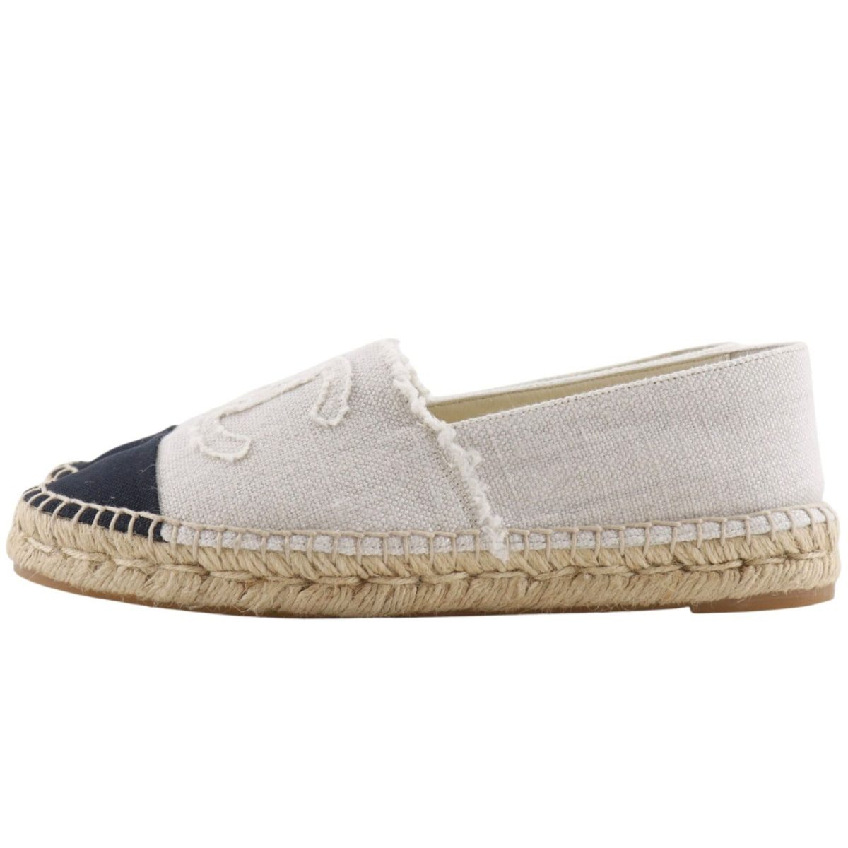 Chanel Espadrilles CC Logo Linen Off White Slip-on — view 2