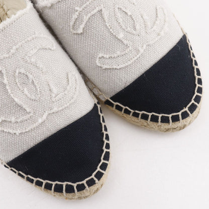 Chanel Espadrilles CC Logo Linen Off White Slip-on — view 4