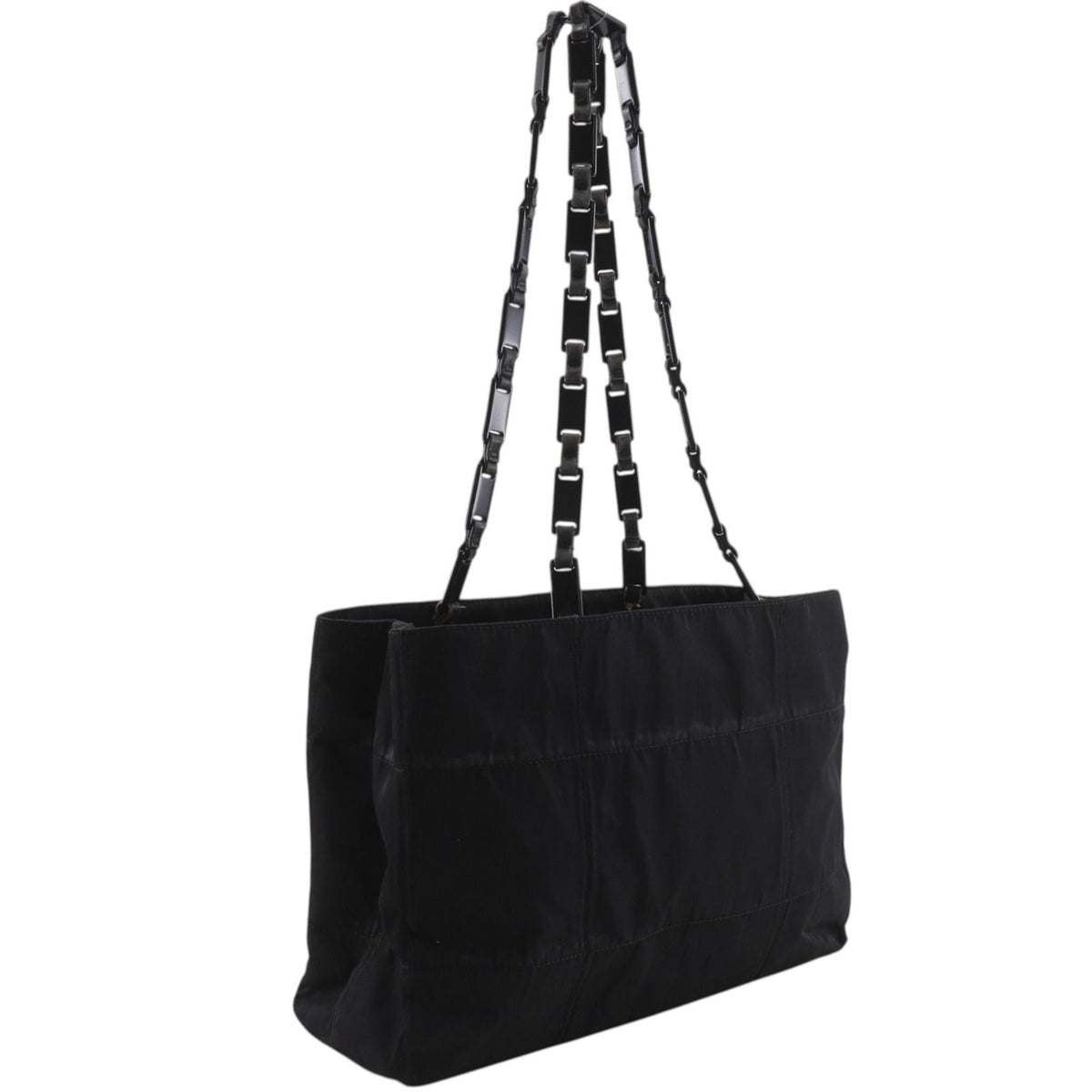 Prada Chain Shoulder Nylon Nero Black Tote Bag — view 3