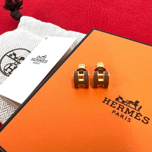Hermes Mini Pop H Earrings New Gold