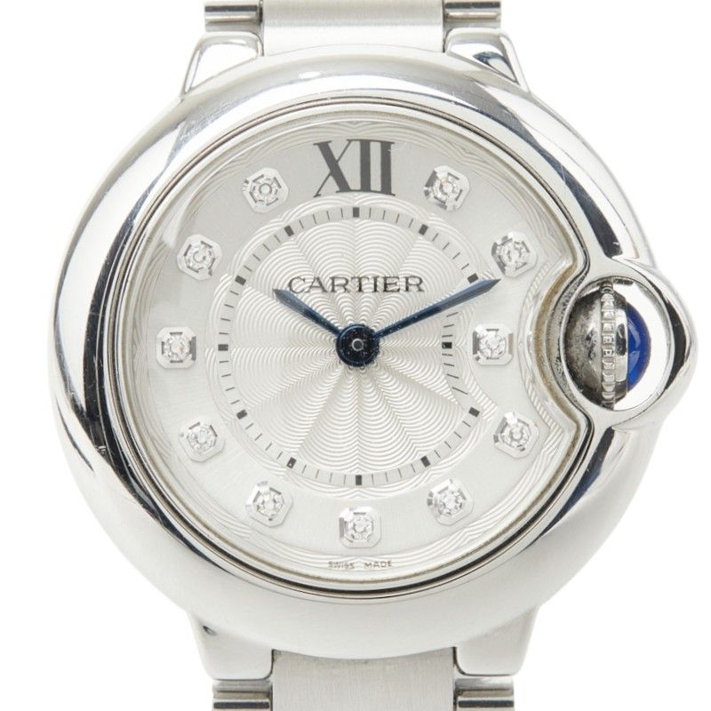 Cartier Ballon Bleu SM de Diamond Watch Silver Stainless Steel