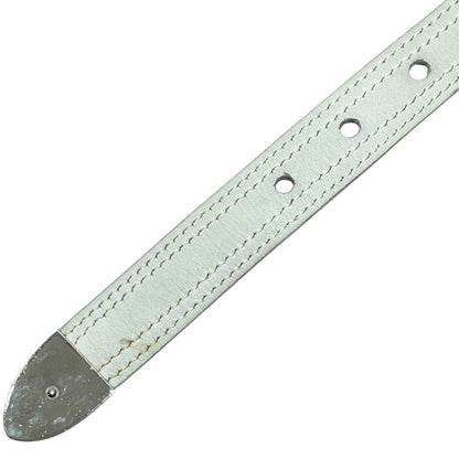 Hermes Belt Western Style Buckle Leather Metal White Silver Business — view 8