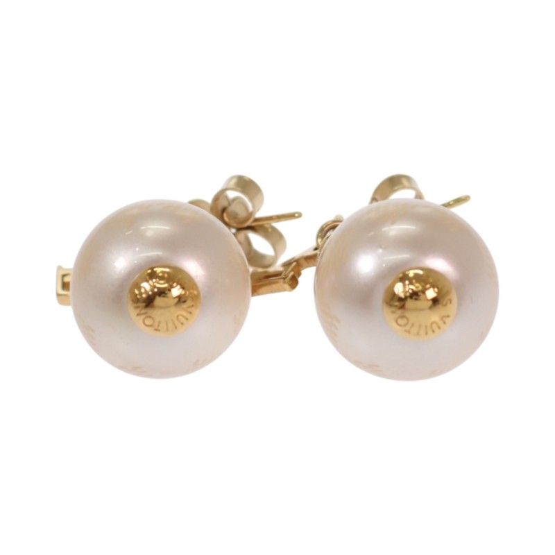 Louis Vuitton Boucles D'oreilles Damier Pearl Earrings Metal Faux Gold — view 8