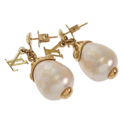 Louis Vuitton Boucles D'oreilles Damier Pearl Earrings Metal Faux Gold — view 7