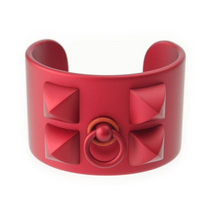 Hermes Medor Collier de Chien Aluminum Cuff Bangle Red Bracelet