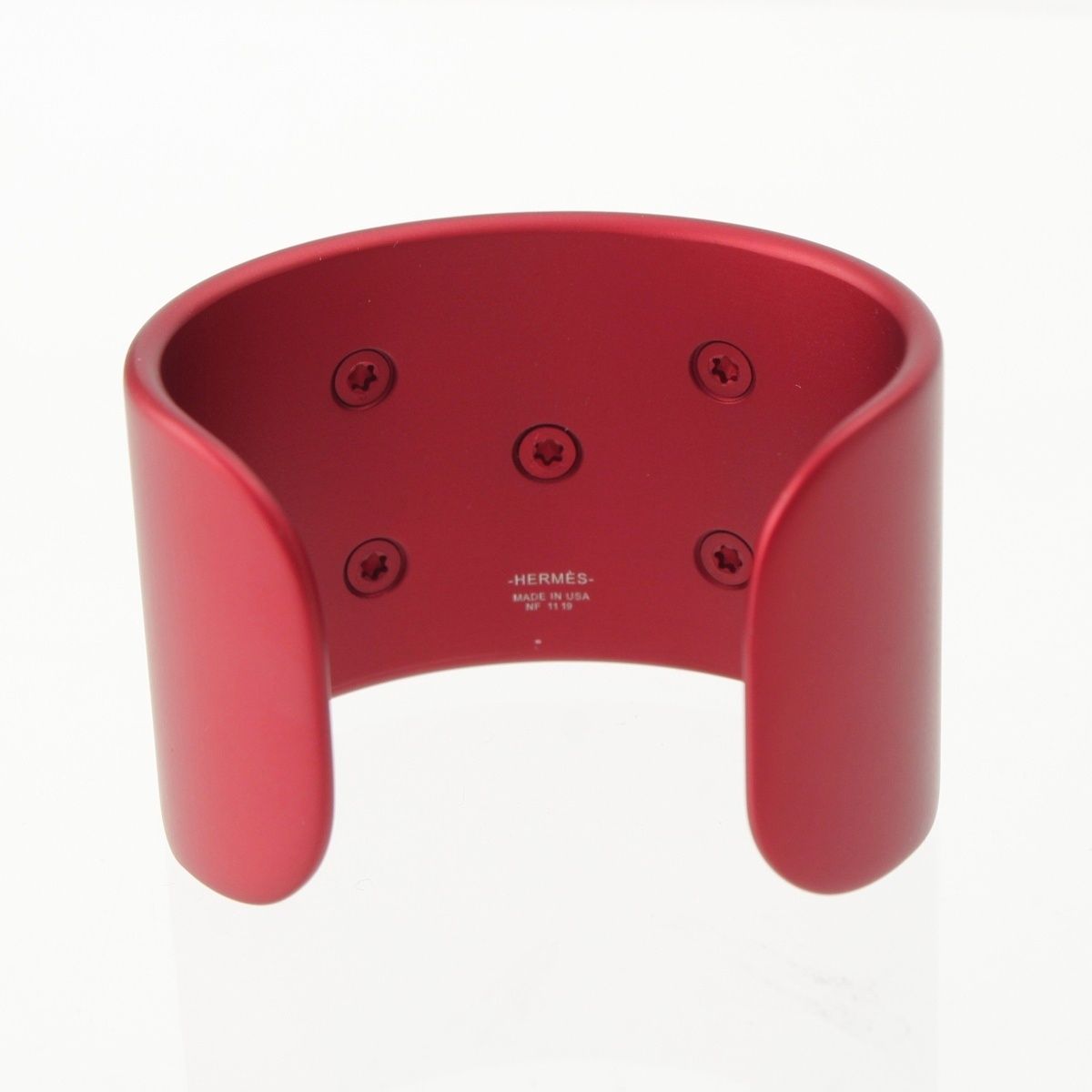 Hermes Medor Collier de Chien Aluminum Cuff Bangle Red Bracelet — view 3