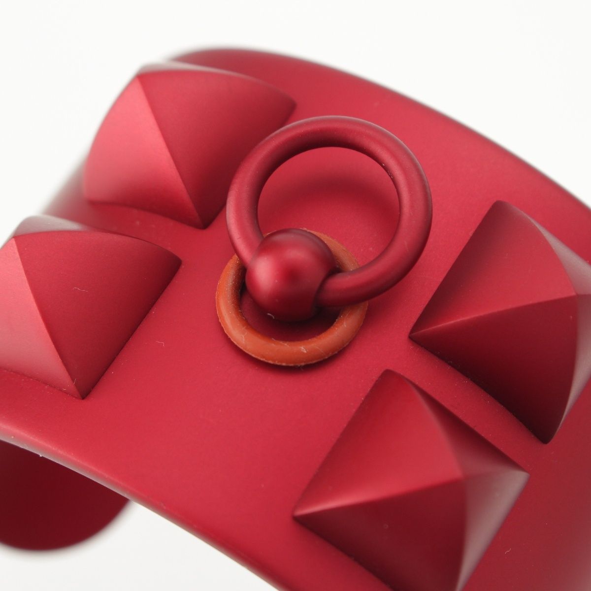 Hermes Medor Collier de Chien Aluminum Cuff Bangle Red Bracelet — view 5