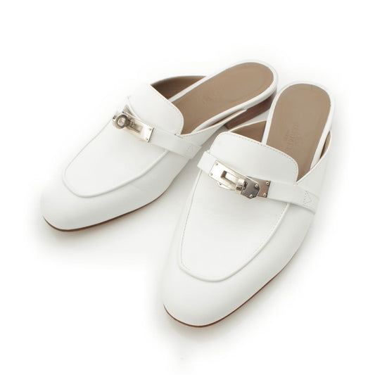Hermes OZ Calfskin Kelly Sandals Slip-on White