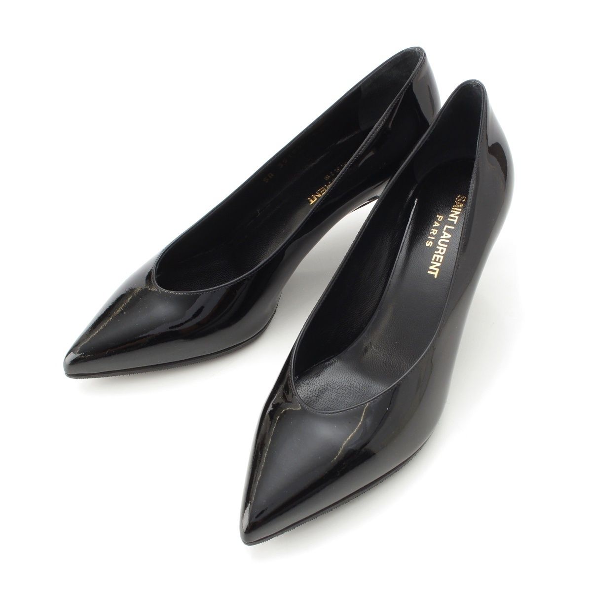 Saint Laurent Kitten 50 Patent Pointed Toe Pumps Black Heels