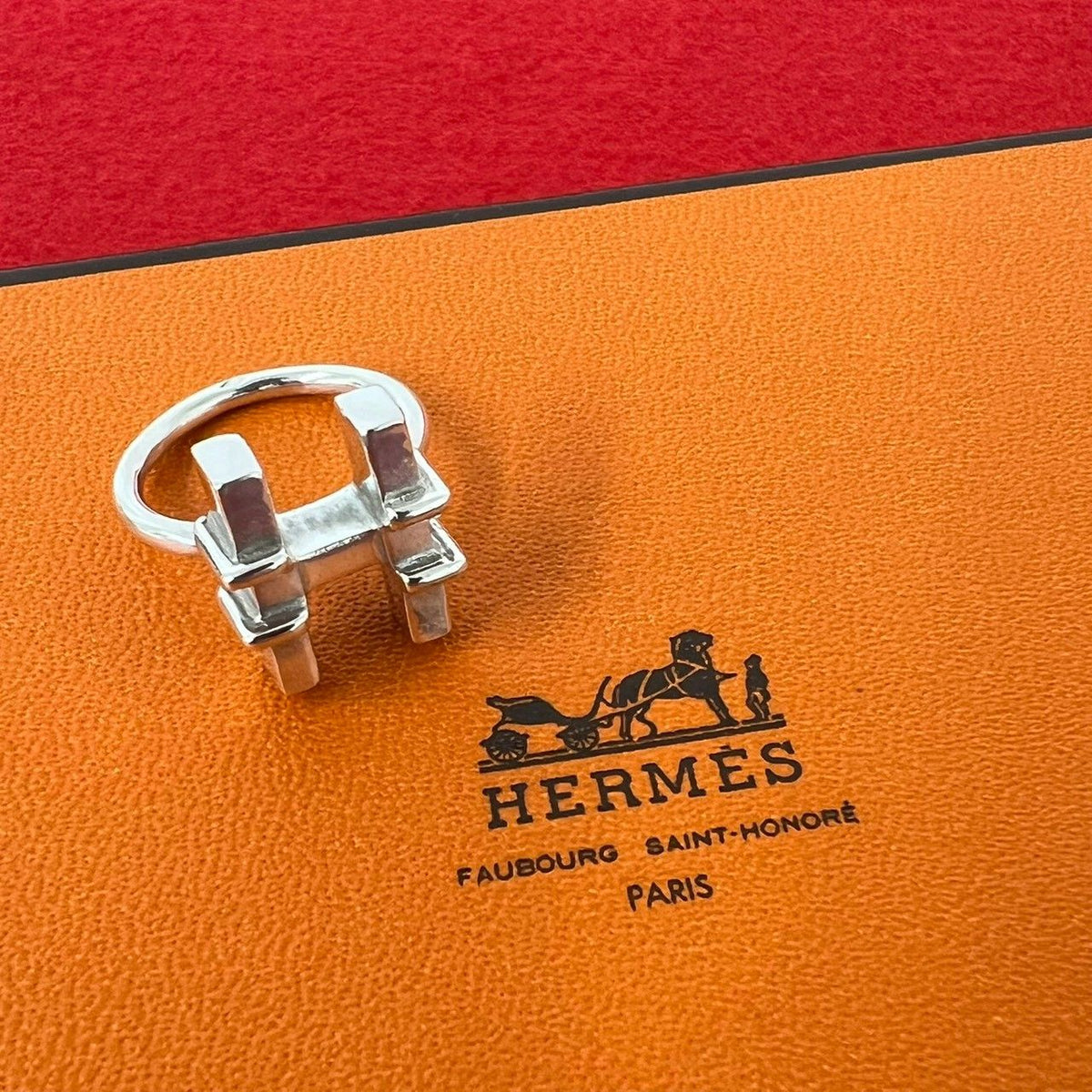 Hermes Vintage H Motif Ring Silver