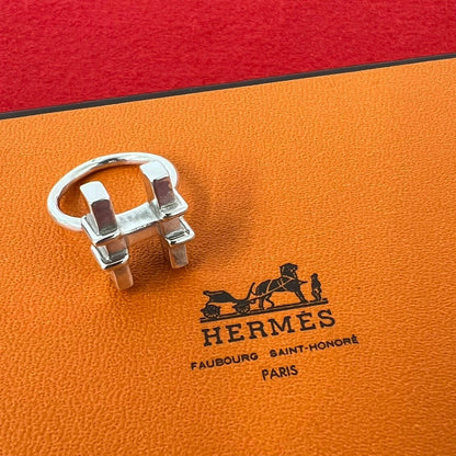 Hermes Vintage H Motif Ring Silver