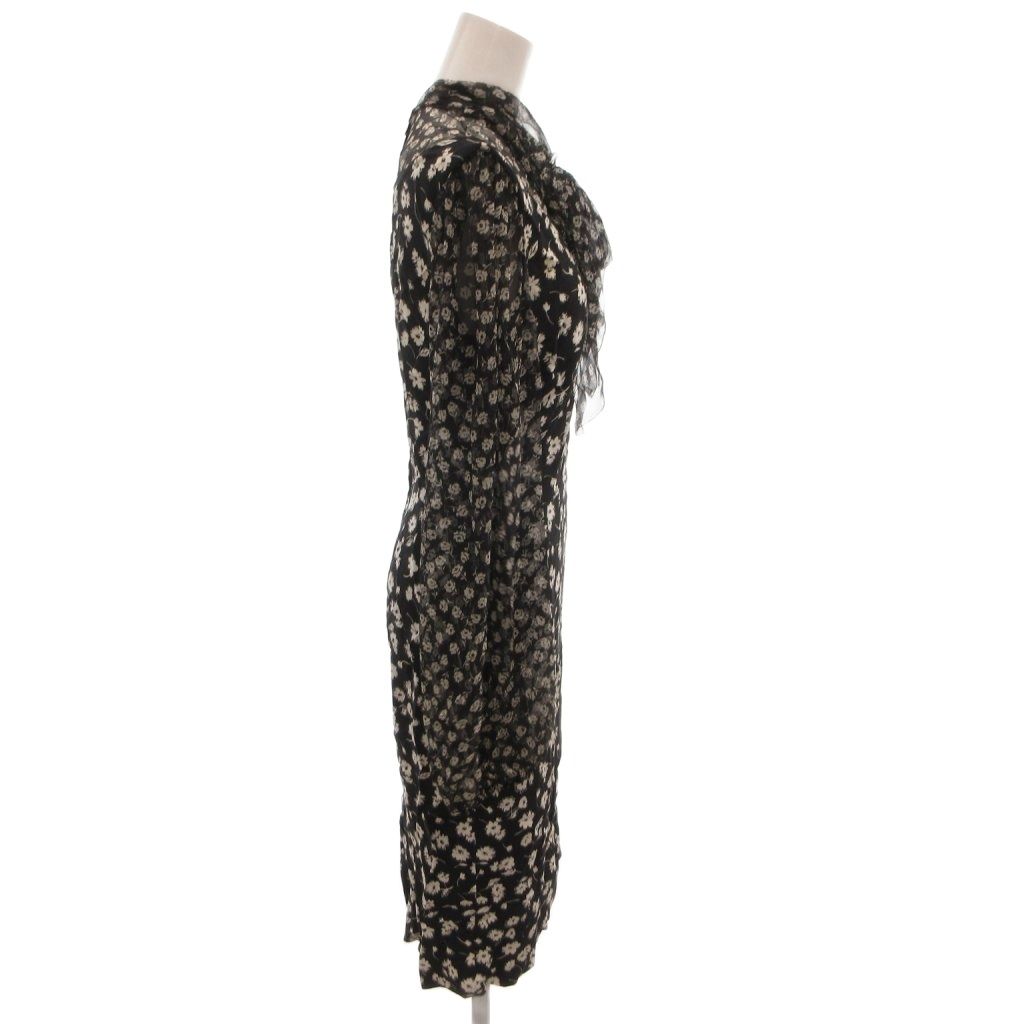 Dolce & Gabbana Shirt Dress Bow Tie Sheer Contrast Floral Pattern Silk Blend — view 3