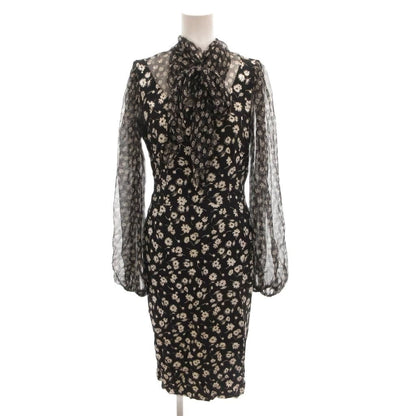 Dolce & Gabbana Shirt Dress Bow Tie Sheer Contrast Floral Pattern Silk Blend