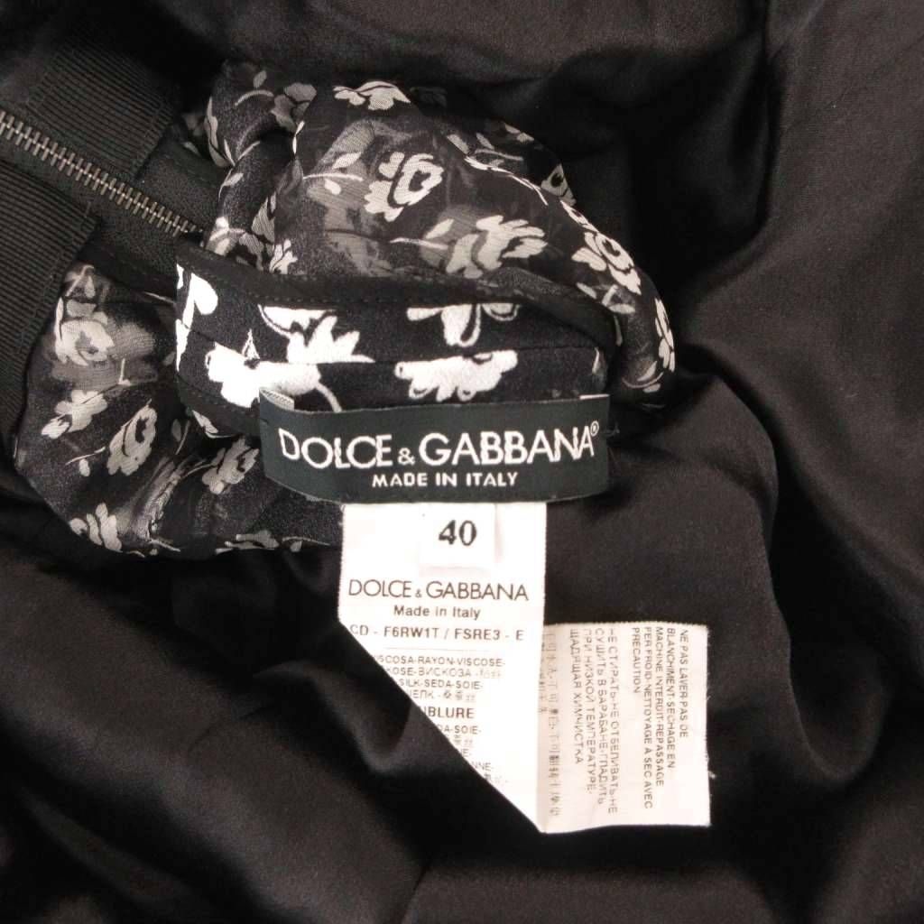 Dolce & Gabbana Shirt Dress Bow Tie Sheer Contrast Floral Pattern Silk Blend — view 5