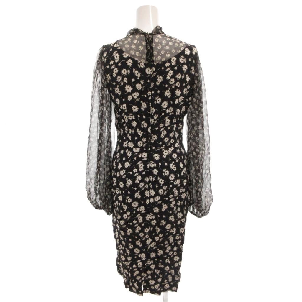 Dolce & Gabbana Shirt Dress Bow Tie Sheer Contrast Floral Pattern Silk Blend — view 2