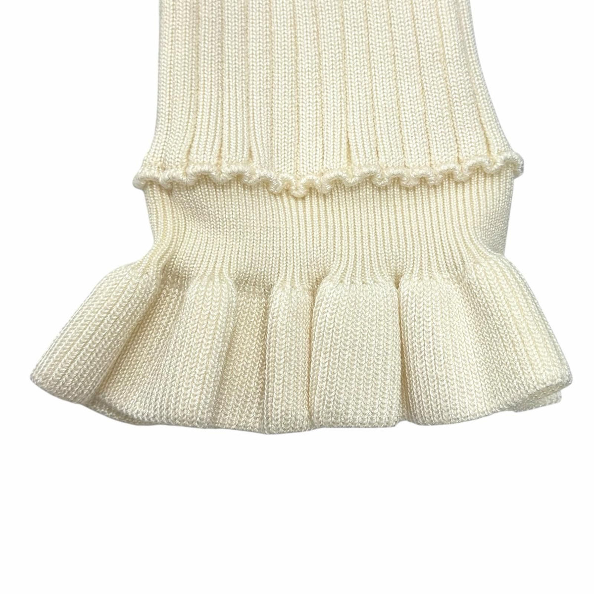 Louis Vuitton Wool Blend Ruffle Design Rib Knit Dress Ivory — view 5