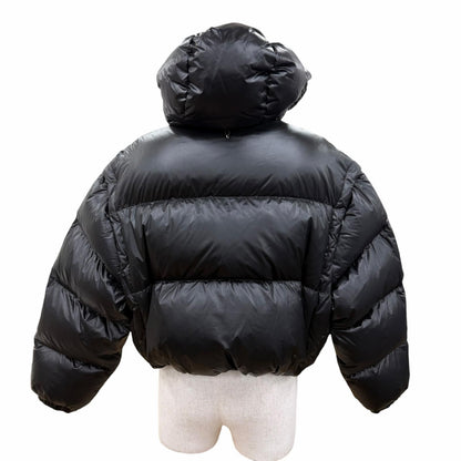 Prada Triangle Logo Cropped Convertible 2-Way Down Vest Black 38 — view 5