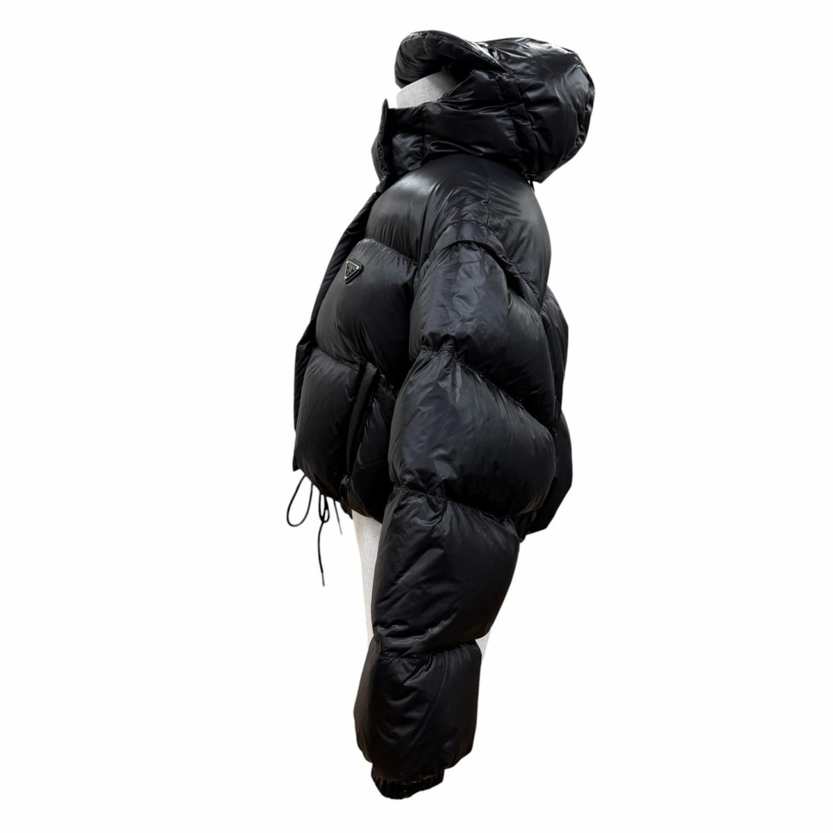Prada Triangle Logo Cropped Convertible 2-Way Down Vest Black 38 — view 4