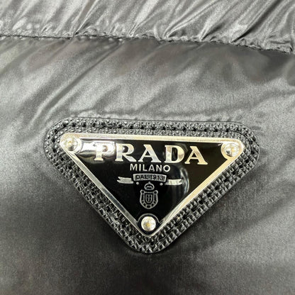 Prada Triangle Logo Cropped Convertible 2-Way Down Vest Black 38 — view 7