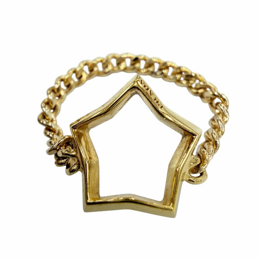 Prada Brass Metal Star Chain Ring Gold JP