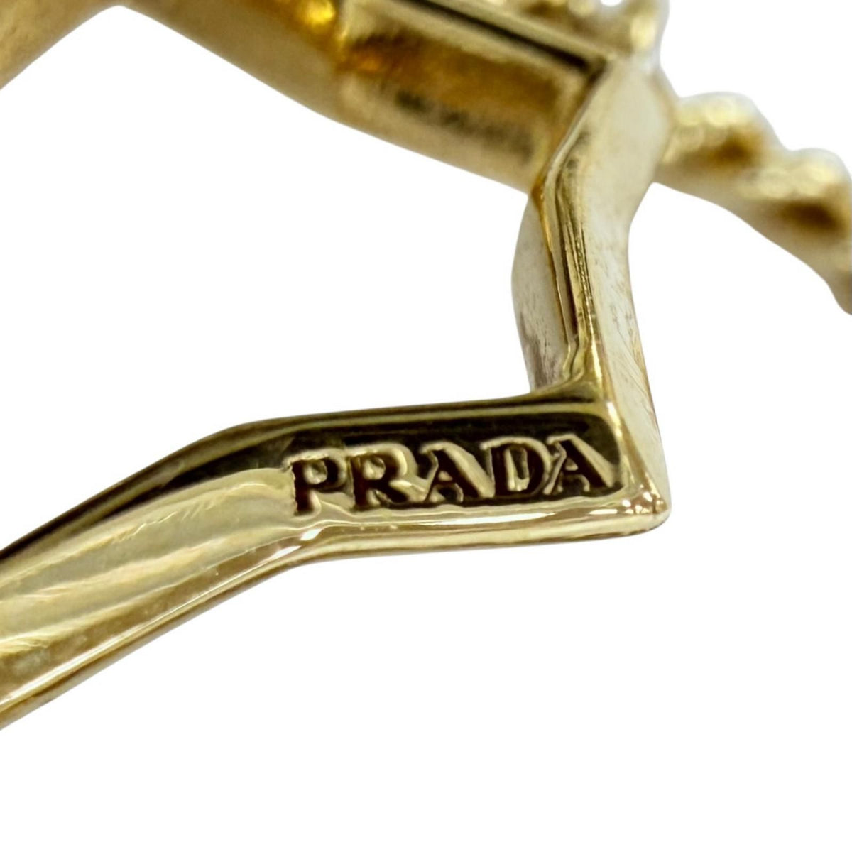 Prada Brass Metal Star Chain Ring Gold JP — view 5