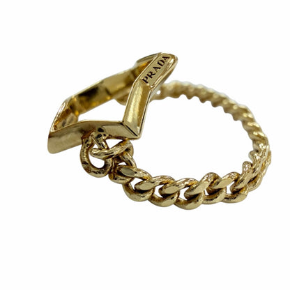Prada Brass Metal Star Chain Ring Gold JP — view 3