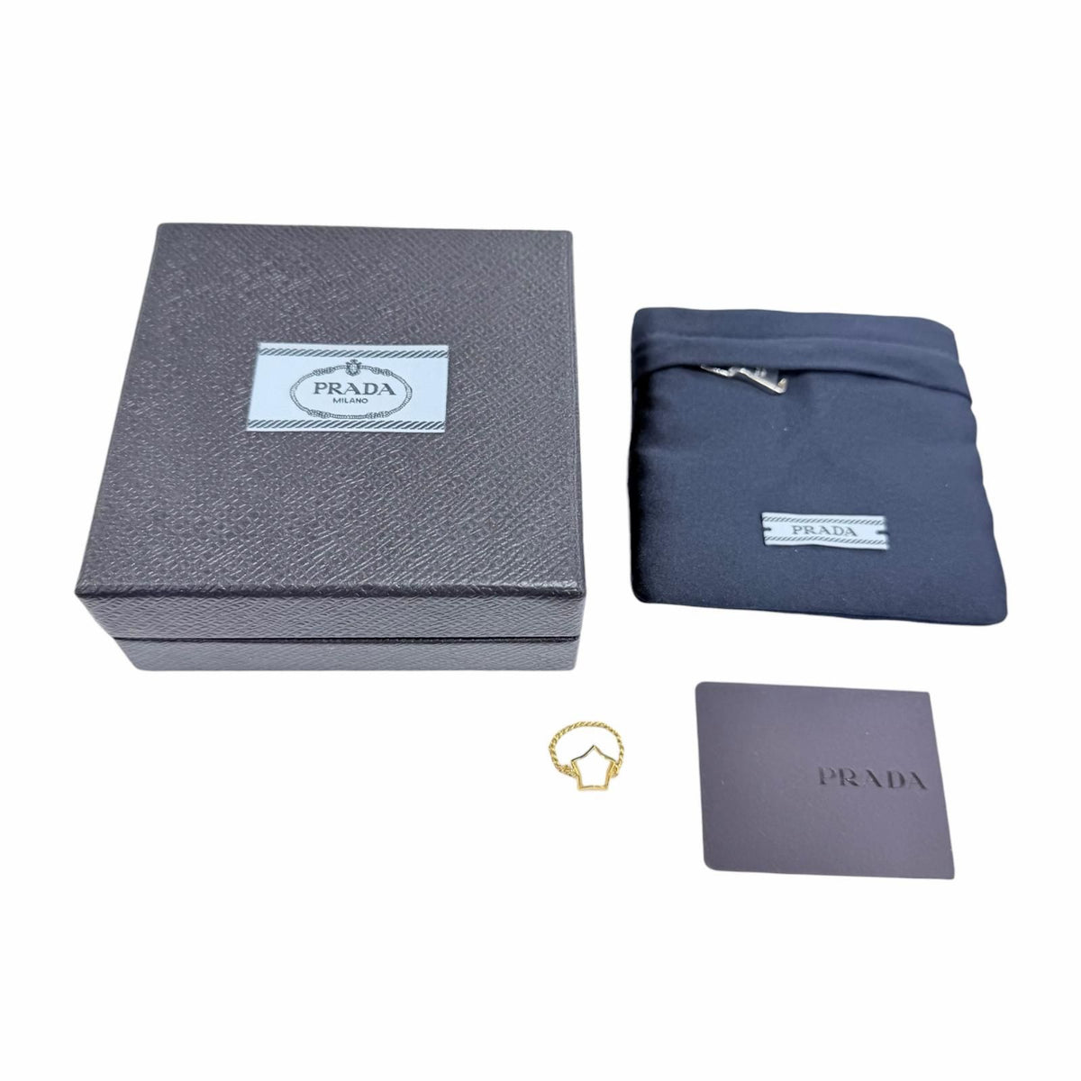 Prada Brass Metal Star Chain Ring Gold JP — view 2