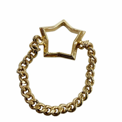 Prada Brass Metal Star Chain Ring Gold JP — view 4