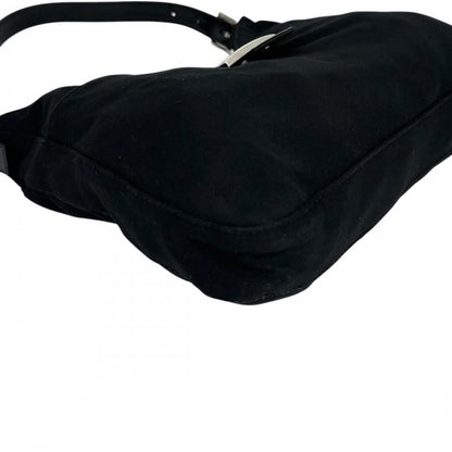 Fendi Shoulder Bag Mamma Baguette FF Logo 2348 Cotton Jersey Black Silver — view 8