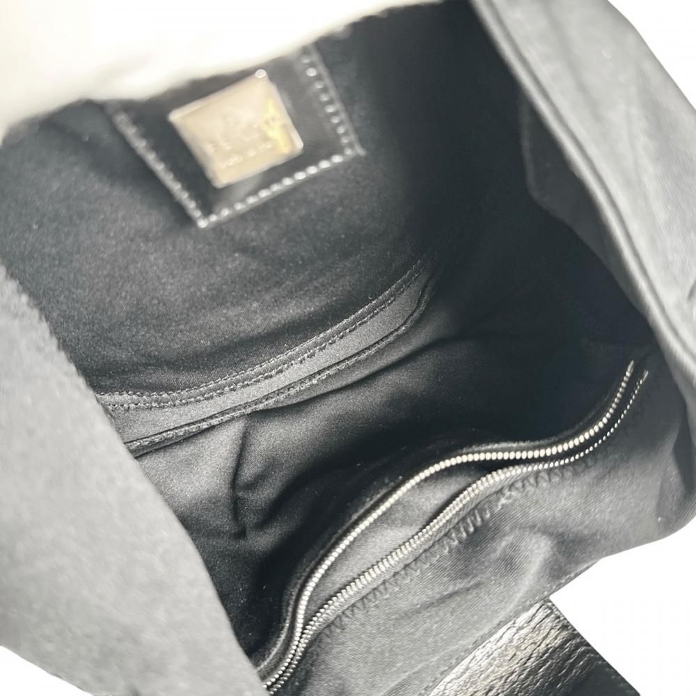 Fendi Shoulder Bag Mamma Baguette FF Logo 2348 Cotton Jersey Black Silver — view 4
