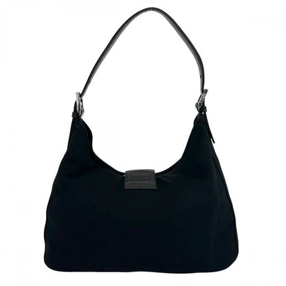 Fendi Shoulder Bag Mamma Baguette FF Logo Cotton Jersey Black Silver — view 2