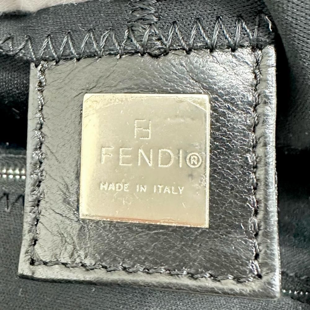 Fendi Shoulder Bag Mamma Baguette FF Logo Cotton Jersey Black Silver — view 6