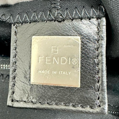 Fendi Shoulder Bag Mamma Baguette FF Logo Cotton Jersey Black Silver — view 6