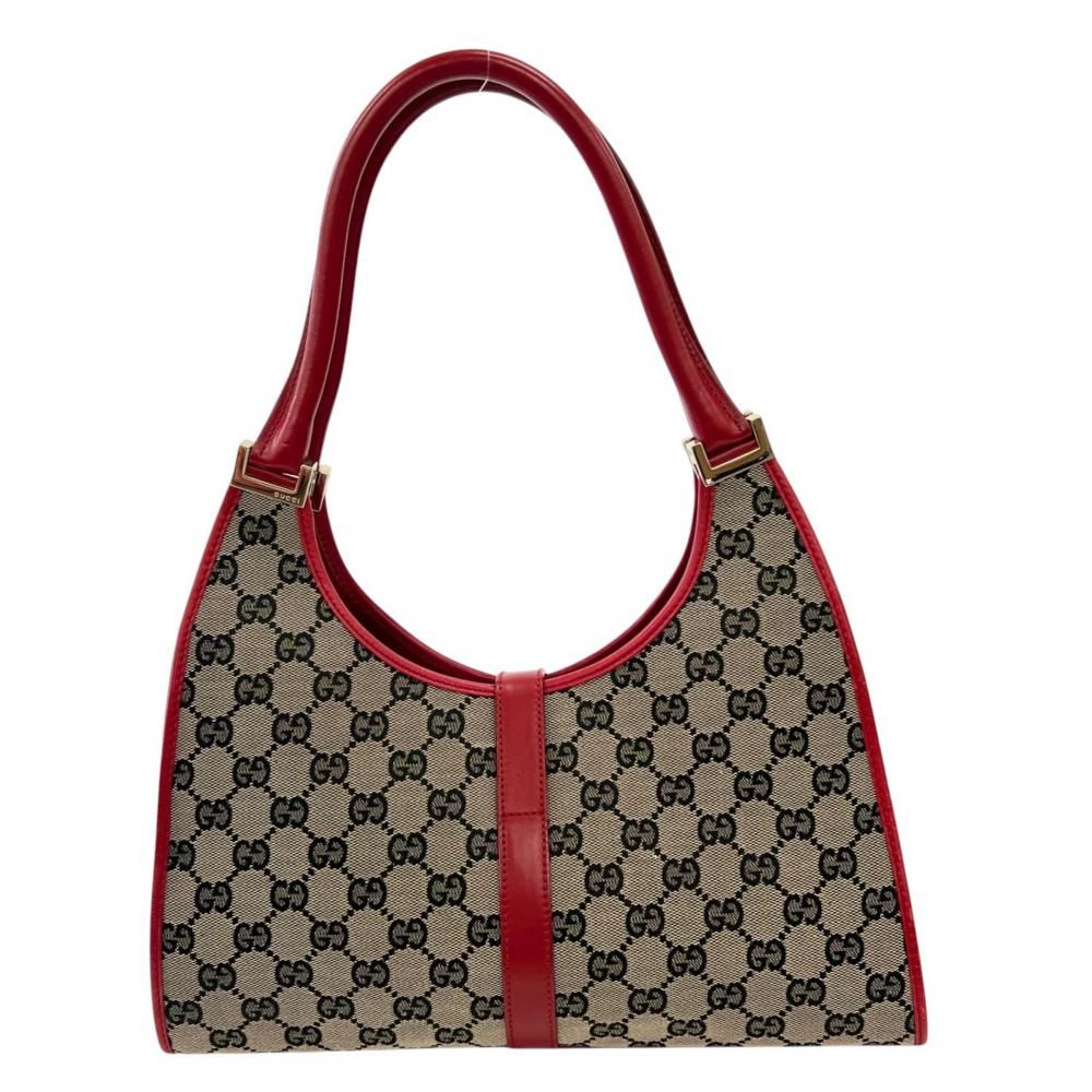 Gucci Handbag Jackie 002 GG Canvas Leather Red Gold — view 2