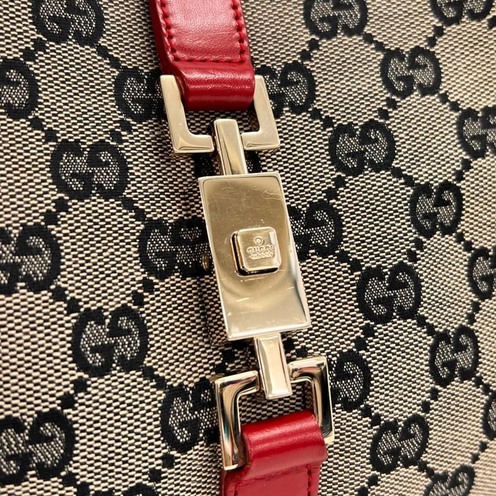 Gucci Handbag Jackie 002 GG Canvas Leather Red Gold — view 7