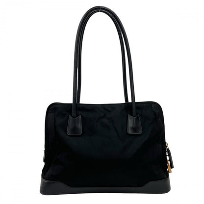 Prada Handbag Tessuto Triangle Logo Shoulder Nylon Leather Black Gold — view 2