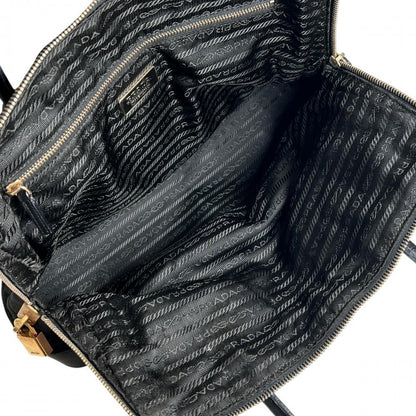 Prada Handbag Tessuto Triangle Logo Shoulder Nylon Leather Black Gold — view 4