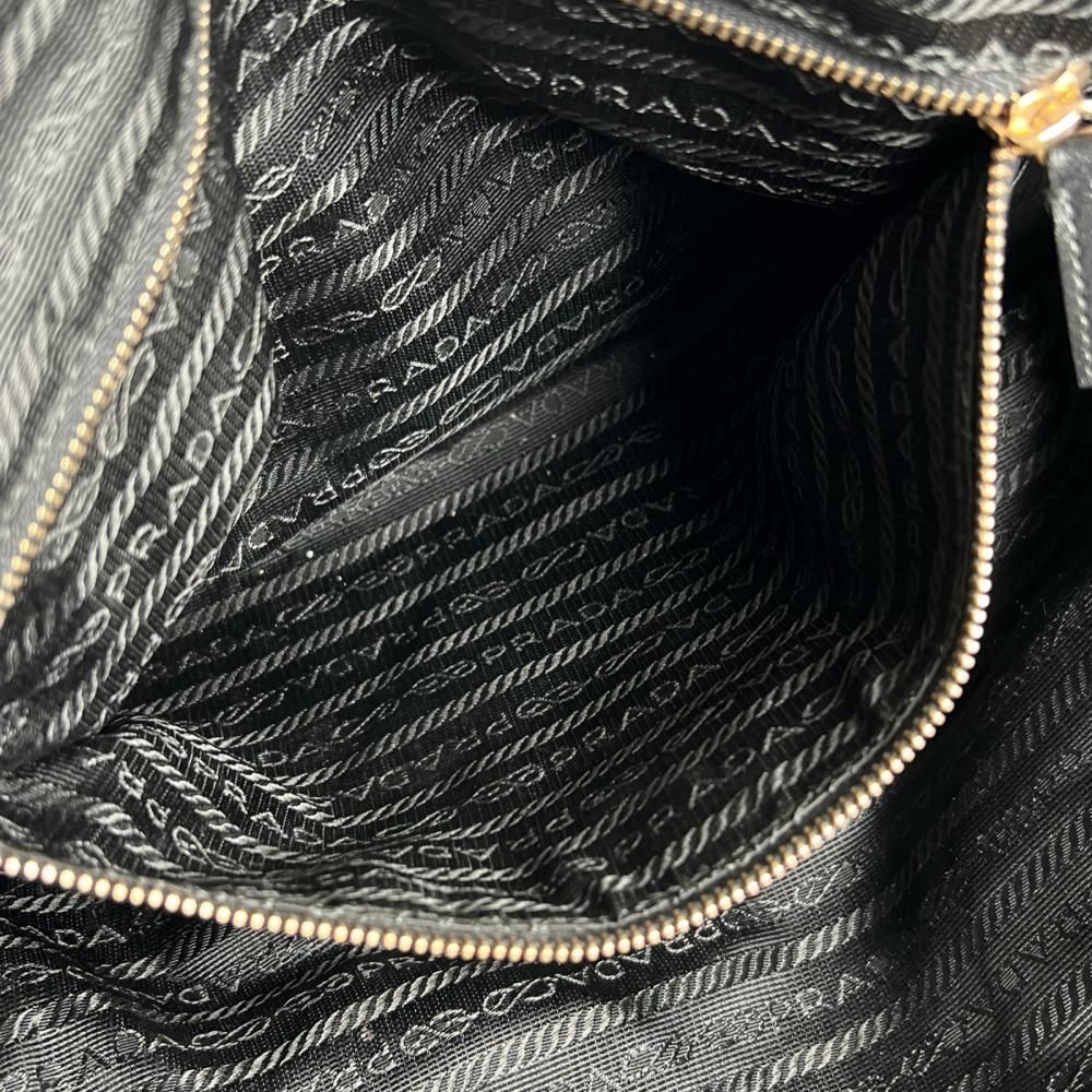 Prada Handbag Tessuto Triangle Logo Shoulder Nylon Leather Black Gold — view 5