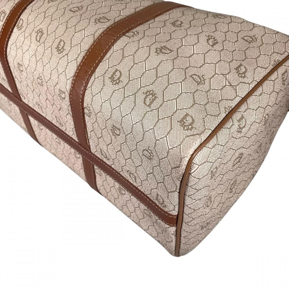Dior Boston Bag Vintage Honeycomb Pattern Leather Beige Gold — view 7