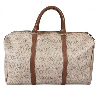 Dior Boston Bag Vintage Honeycomb Pattern Leather Beige Gold — view 2