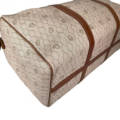 Dior Boston Bag Vintage Honeycomb Pattern Leather Beige Gold — view 6