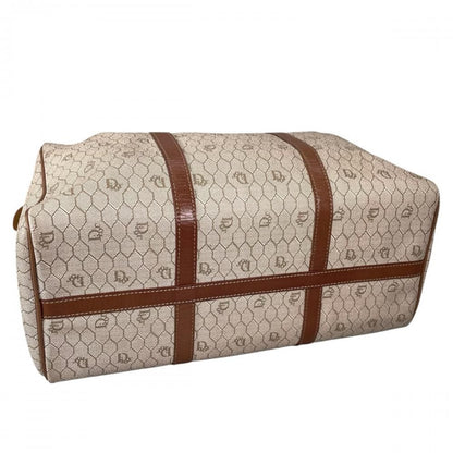 Dior Boston Bag Vintage Honeycomb Pattern Leather Beige Gold — view 3