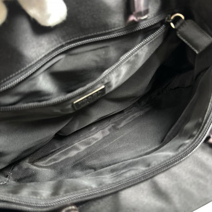 Prada Handbag Clear Hand Triangle Logo Vintage Nylon Black Silver — view 4
