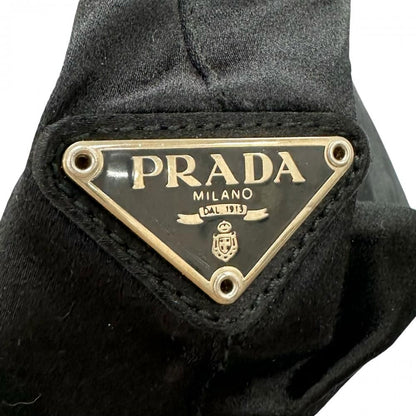 Prada Handbag Clear Hand Triangle Logo Vintage Nylon Black Silver — view 6