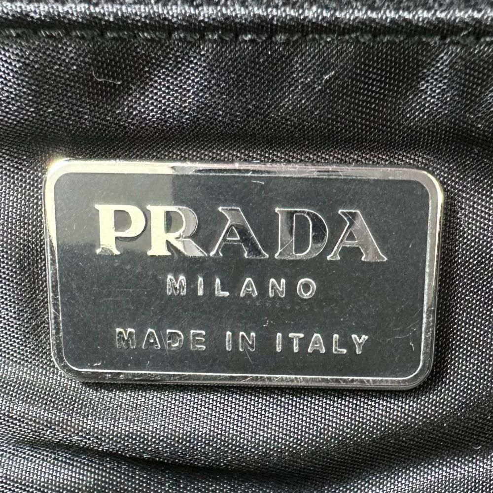 Prada Handbag Clear Hand Triangle Logo Vintage Nylon Black Silver — view 5