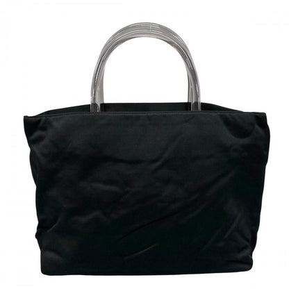 Prada Handbag Clear Hand Triangle Logo Vintage Nylon Black Silver — view 2