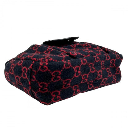 Gucci Handbag Multi Pocket Leather GG Wool Red Blue Silver — view 3