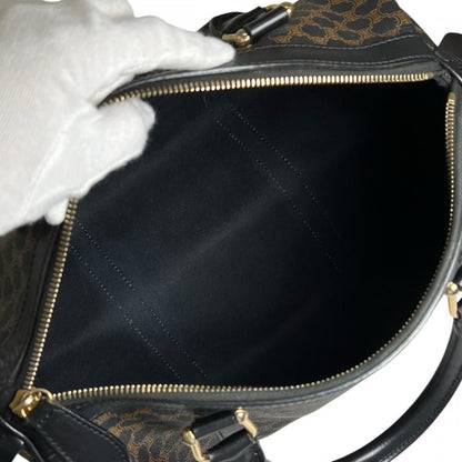 Celine Handbag Vintage Macadam Mini Boston Leather Black Brown Gold — view 4